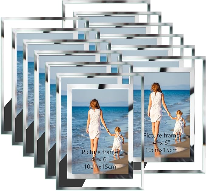 Hoikwo Bulk 4x6 Picture Frames, 12 Packs Silver Photo