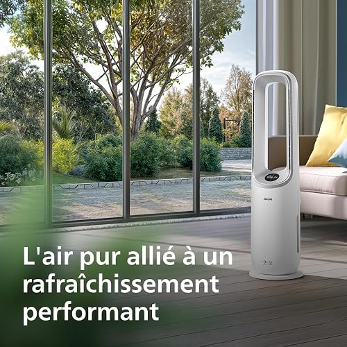Philips Air Performer 2in1: Purifier and Fan - 70 m², Removes 99.97% of Allergens and Pollutants. HEPA Filter, Smart Sensors, Alexa, App. Quiet and Low Consumption (AMF765/10) - 2