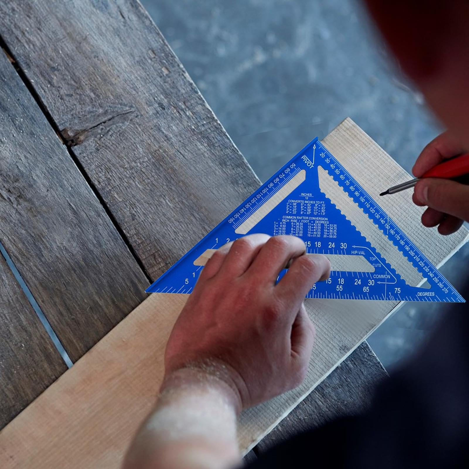MRKU Regla Triangular, escuadra de Carpintero, Herramienta - Escuadra de Aluminio para techos de carpinteros, Ingeniero métrico