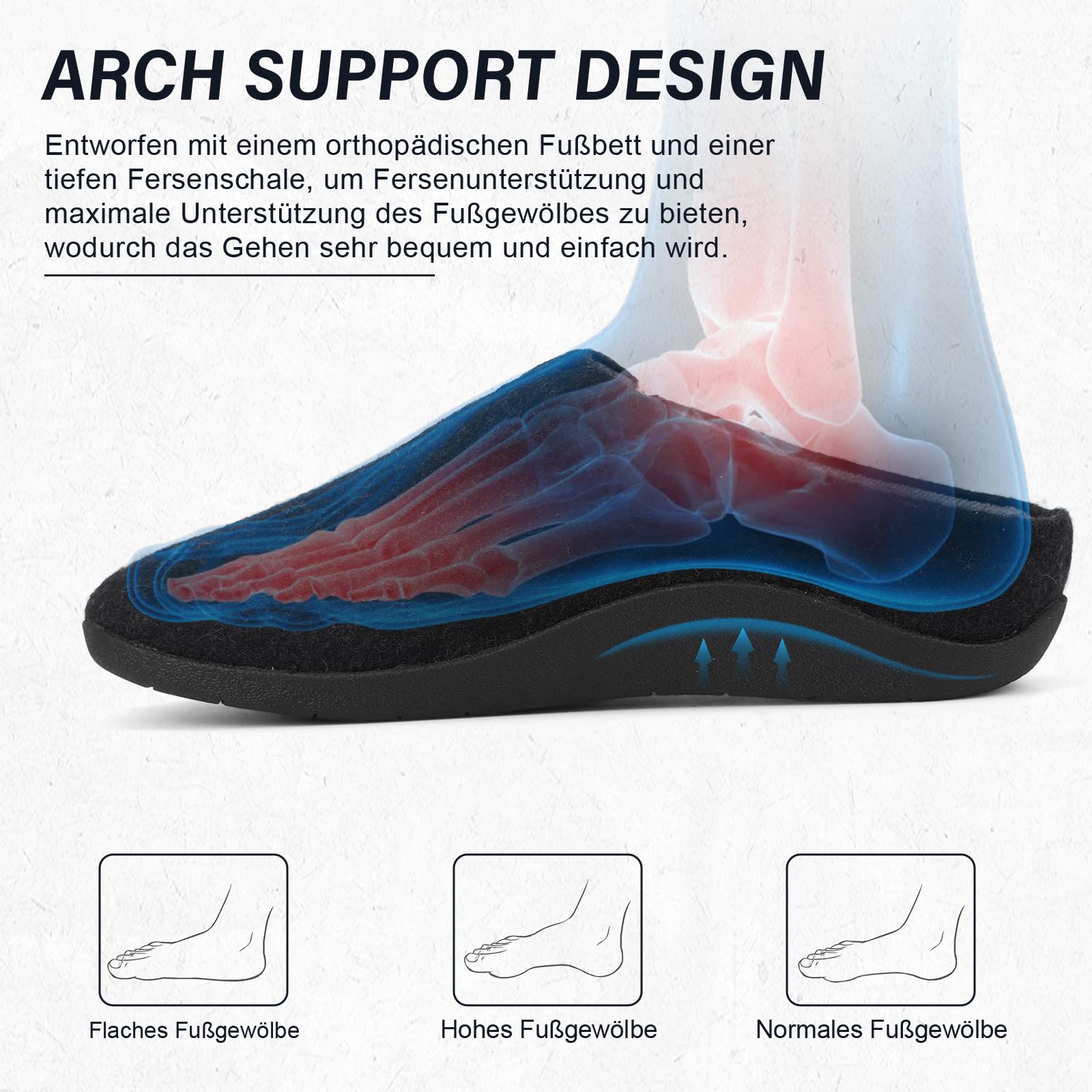 ERGOfoot Chaussons orthopédiques en feutre pour homme et femme
