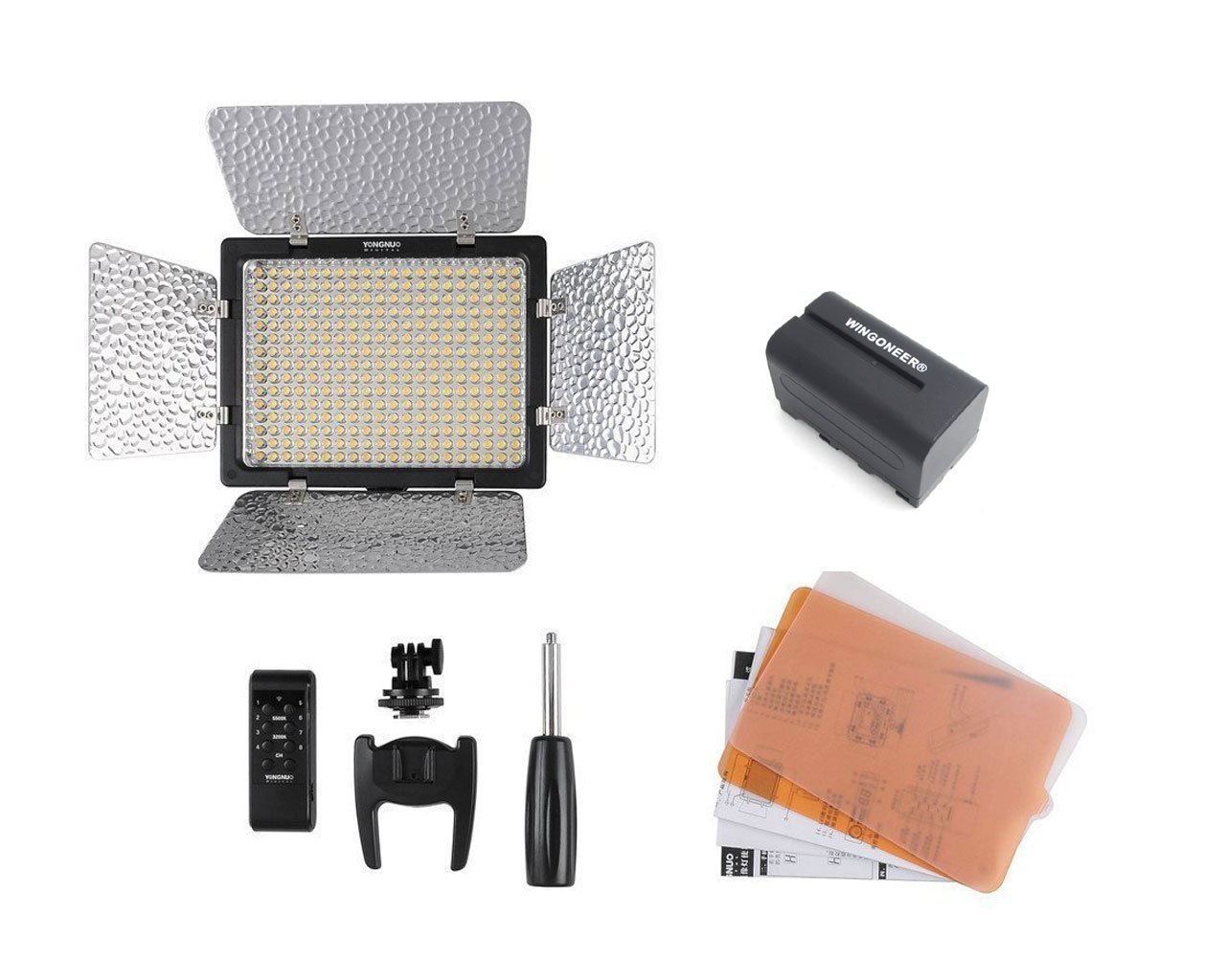 Yongnuo YN-300 III YN300 III Pro lampa wideo LED 3200 K-5500 K, temperatura barwowa do aparatów Canon Nikon DV i kamkorderów z akumulatorem WINGONEER NP-F750 i ładowarką