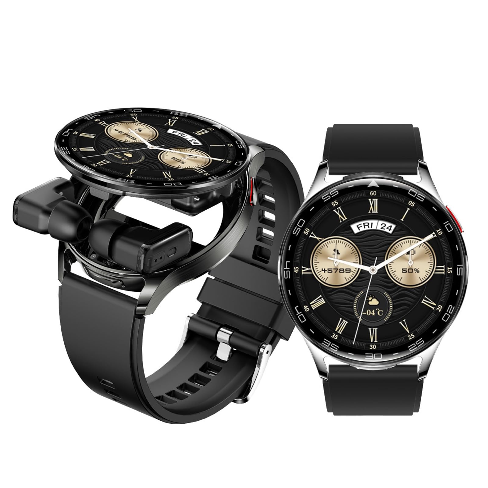 Garsent Montre Intelligente avec écouteurs, 2 en 1 Bluetooth Smartwatch avec écouteurs de Réduction de Bruit AI, Appel Bluetooth, IP67 Water Proof Sports Fitness Watch et écouteurs pour (Silver)