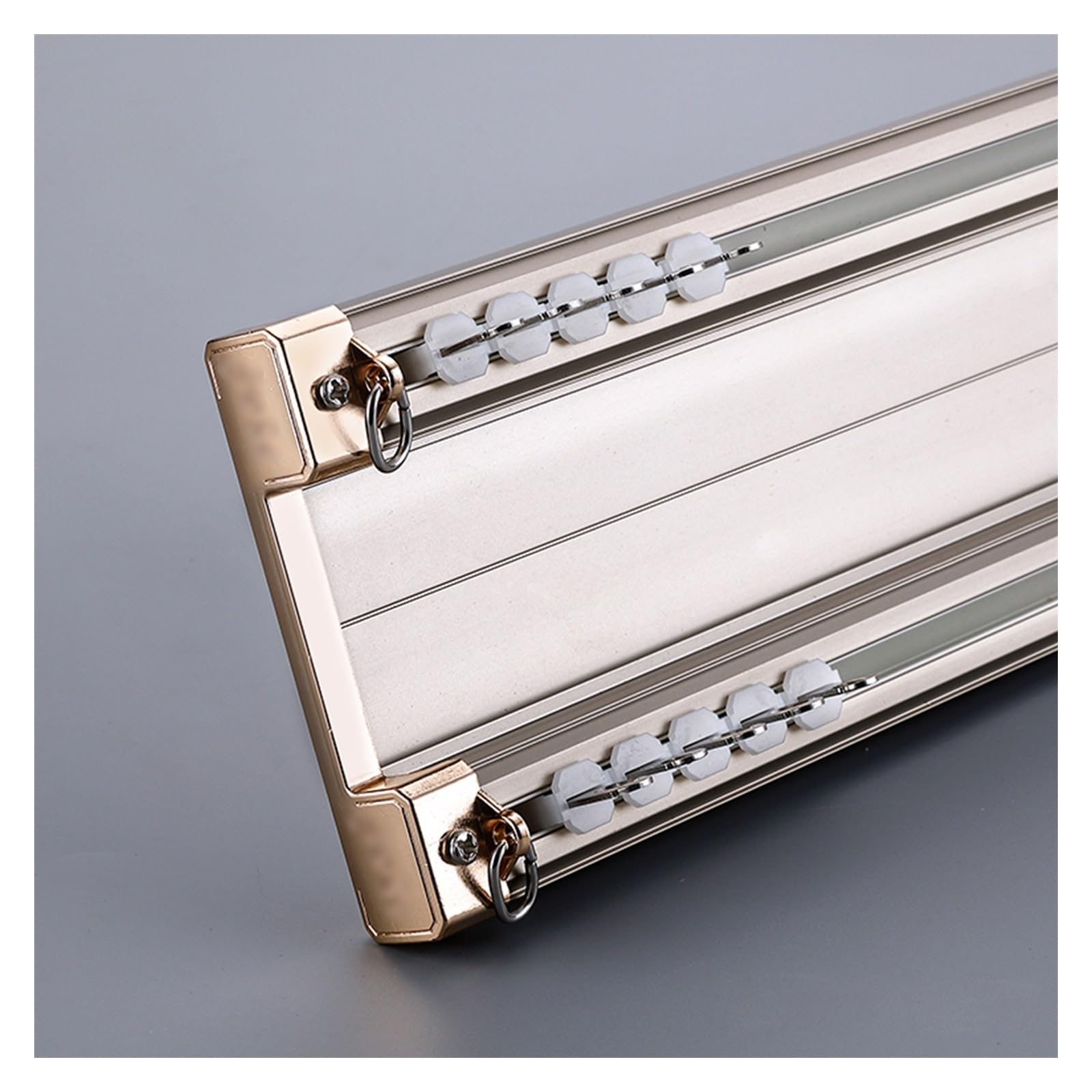 Rail de Rideau Double Robuste en Aluminium pour Montage au Plafond, pour Bureau, Chambre à Coucher, Salon (Gris, 220 cm/7,2 pi (2 x 110 cm))