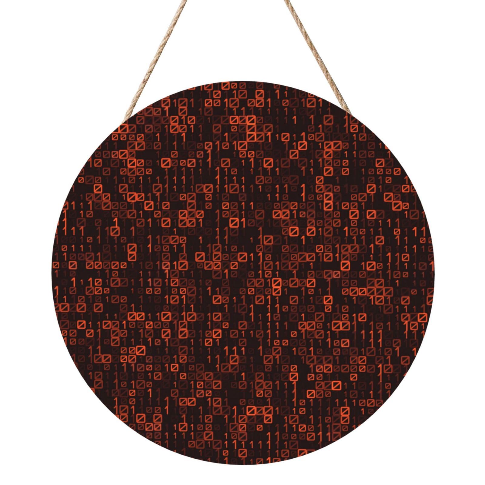 InOmak Programmer Code Red, Round Wood Panel Painting 12 in, Wall Hanging Painting For Home