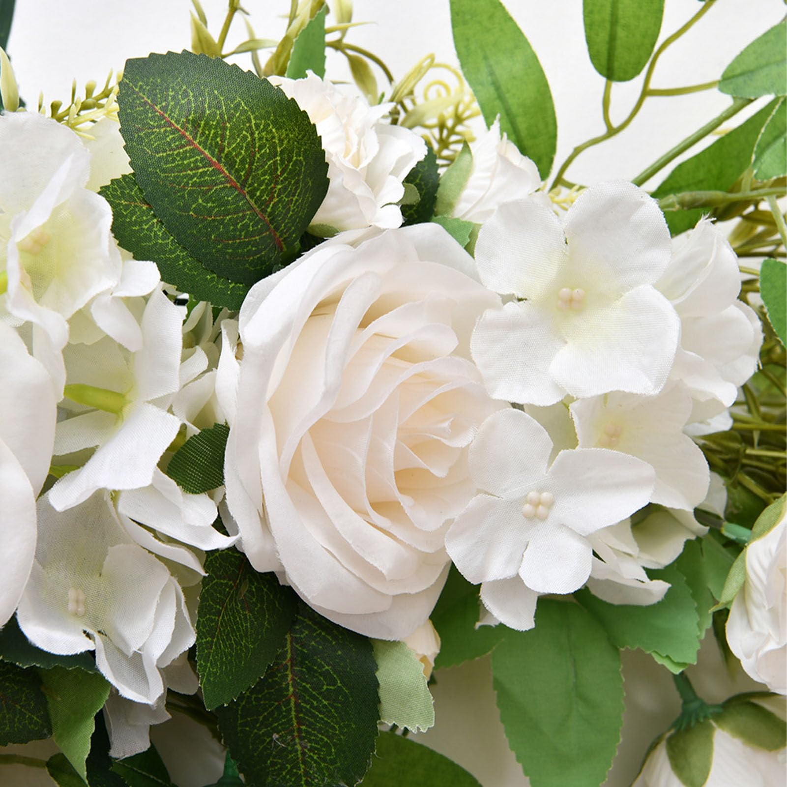 KUIDAMOS Fiore di Rosa Artificiale in Seta Decorativa per Schienale di Sedia da Matrimonio e Decorazione Ad per Tavolo 70x15 Cm 1 unità (Bianco)