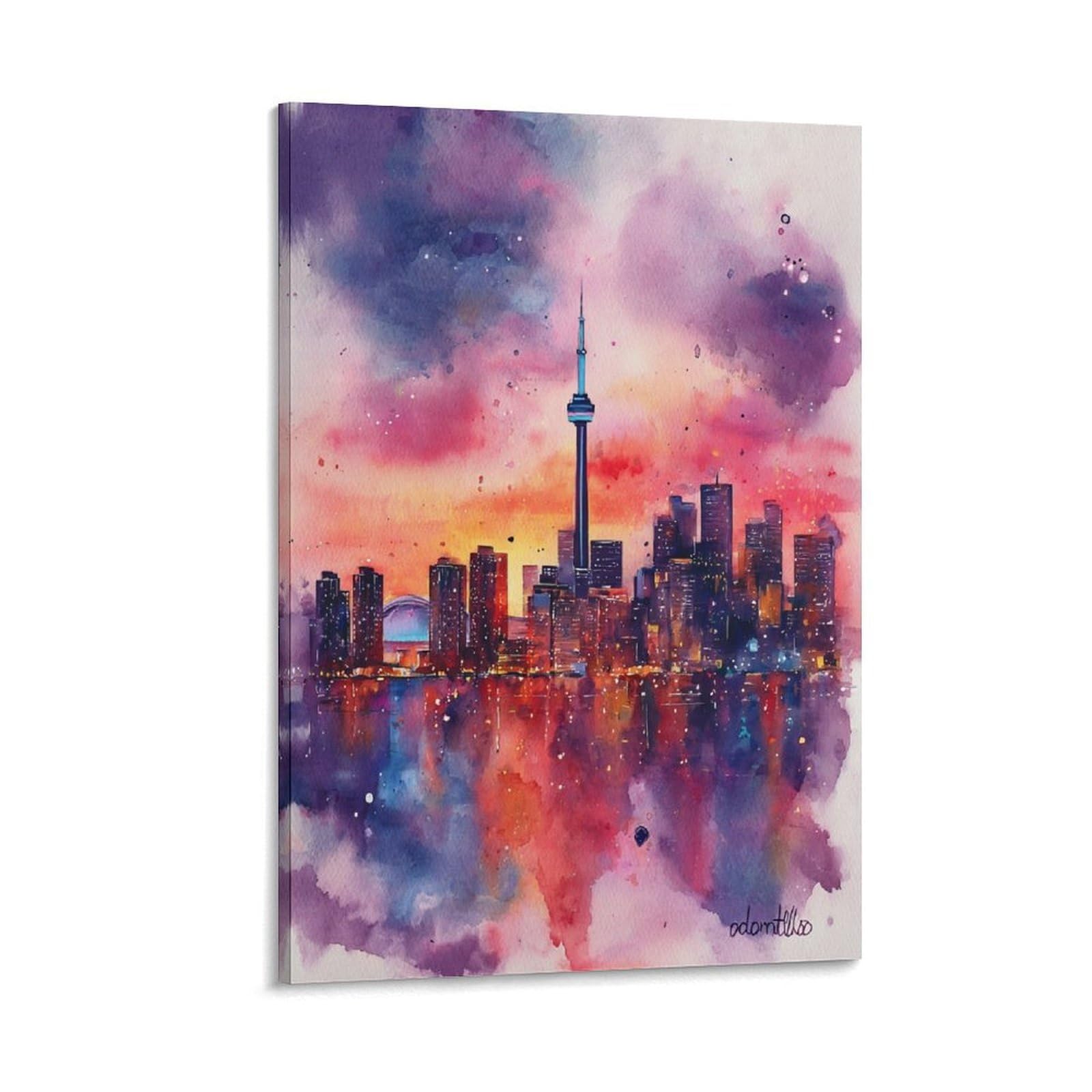 LCYNNH Toronto Custom Lake 20x30inch(50x75cm) Vintage Travel Poster Watercolor Canvas Art