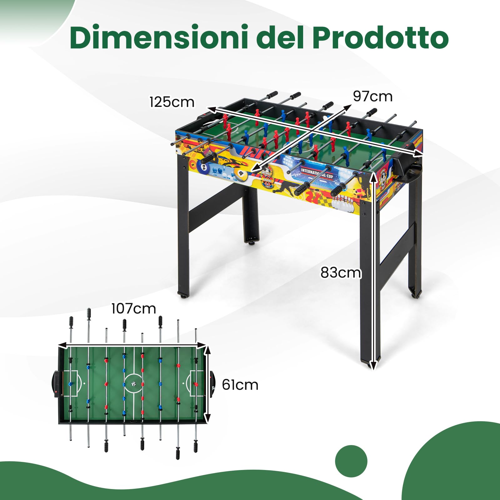 GYMAX Tavolo da Gioco 12-in-1 Combinato, Tavolo Multi-Gioco da 121 cm con Calcetto, Biliardo, Ping Pong, Hockey, Bowling, Shuffleboard e Altro Ancora, Set Tavolo Combo per Bambini e Adulti