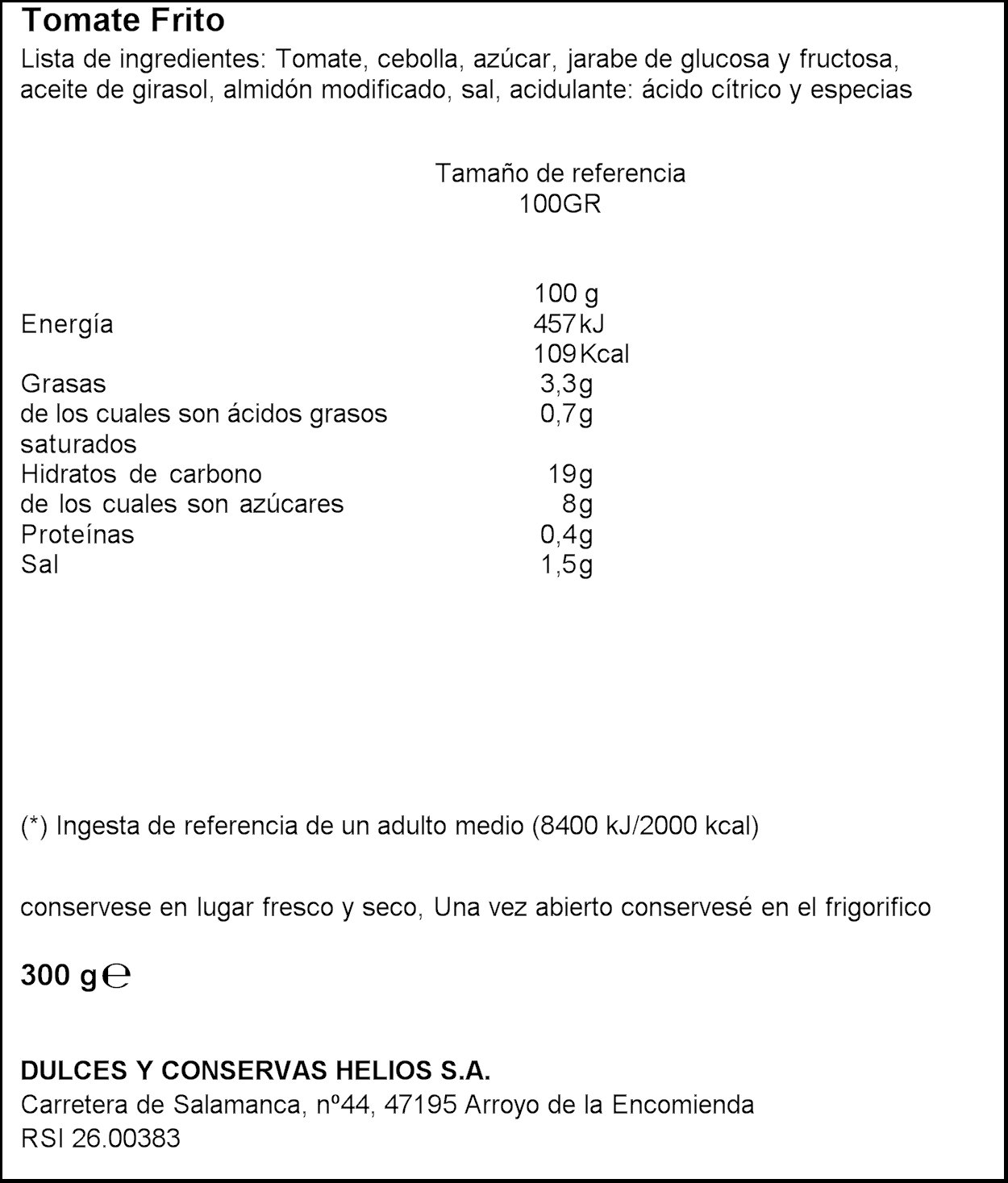 Helios Tomate Frito – 300 g – Lot de 12