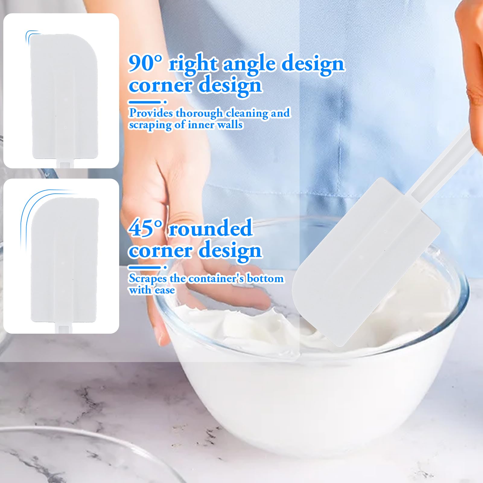 3 Pièces Maryse Pâtisserie Professionnel Spatule Cuisine, Cuisine Spatule Silicone Résistante à Chaleur, Grattoir Flexible Et Antiadhésif Pour Mélanger Remuant Raclant (Blanc