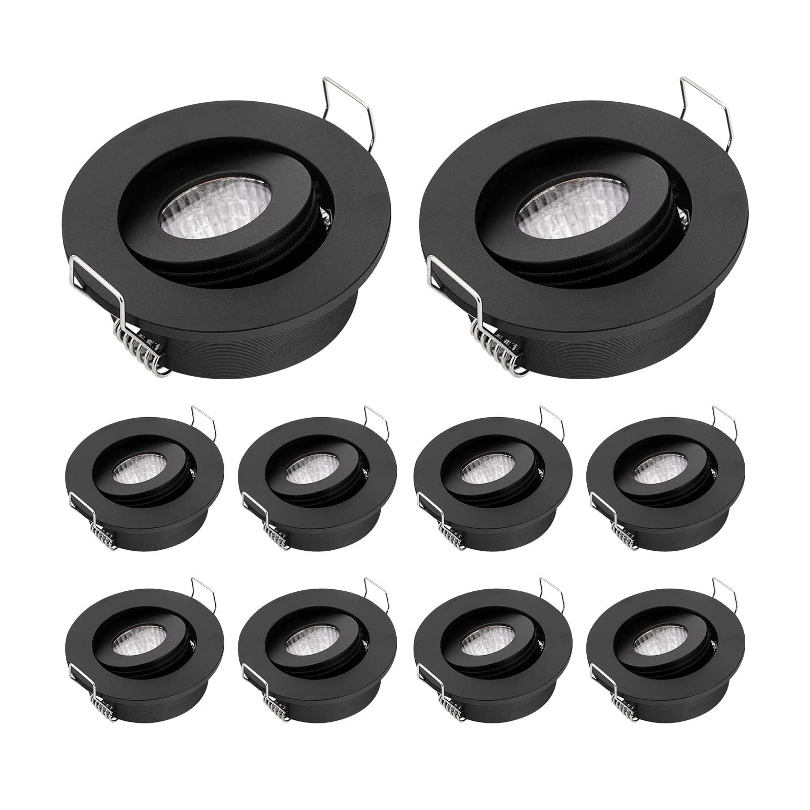 Paquete de 10 focos LED empotrables de techo con giro de 30° COB Spot 3W + controlador 3000K blanco cálido