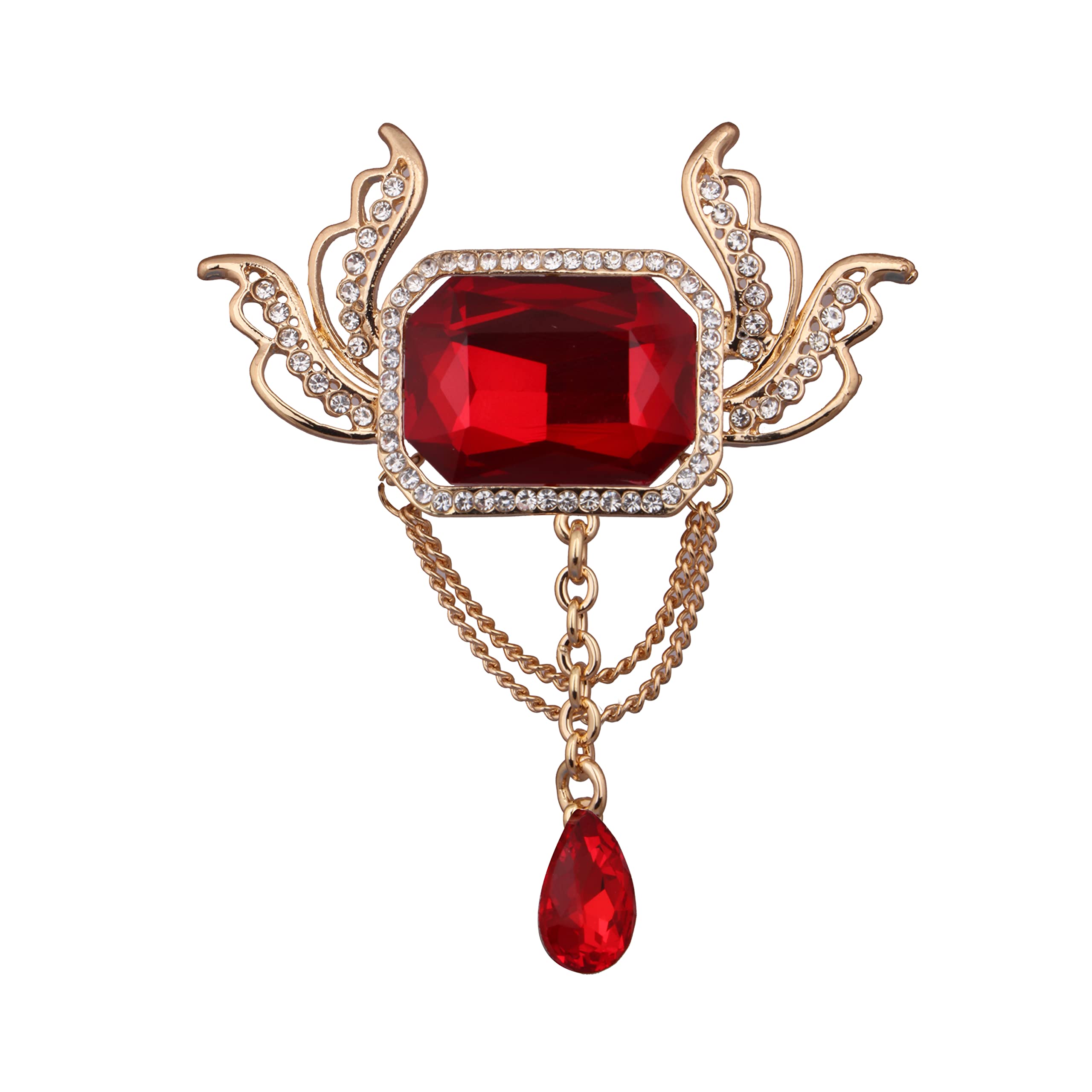 Adorn Golden Designer Red and White Rhinestone Brooch for Men (B096SY6YJD) Amazon Price History, Amazon Price Tracker