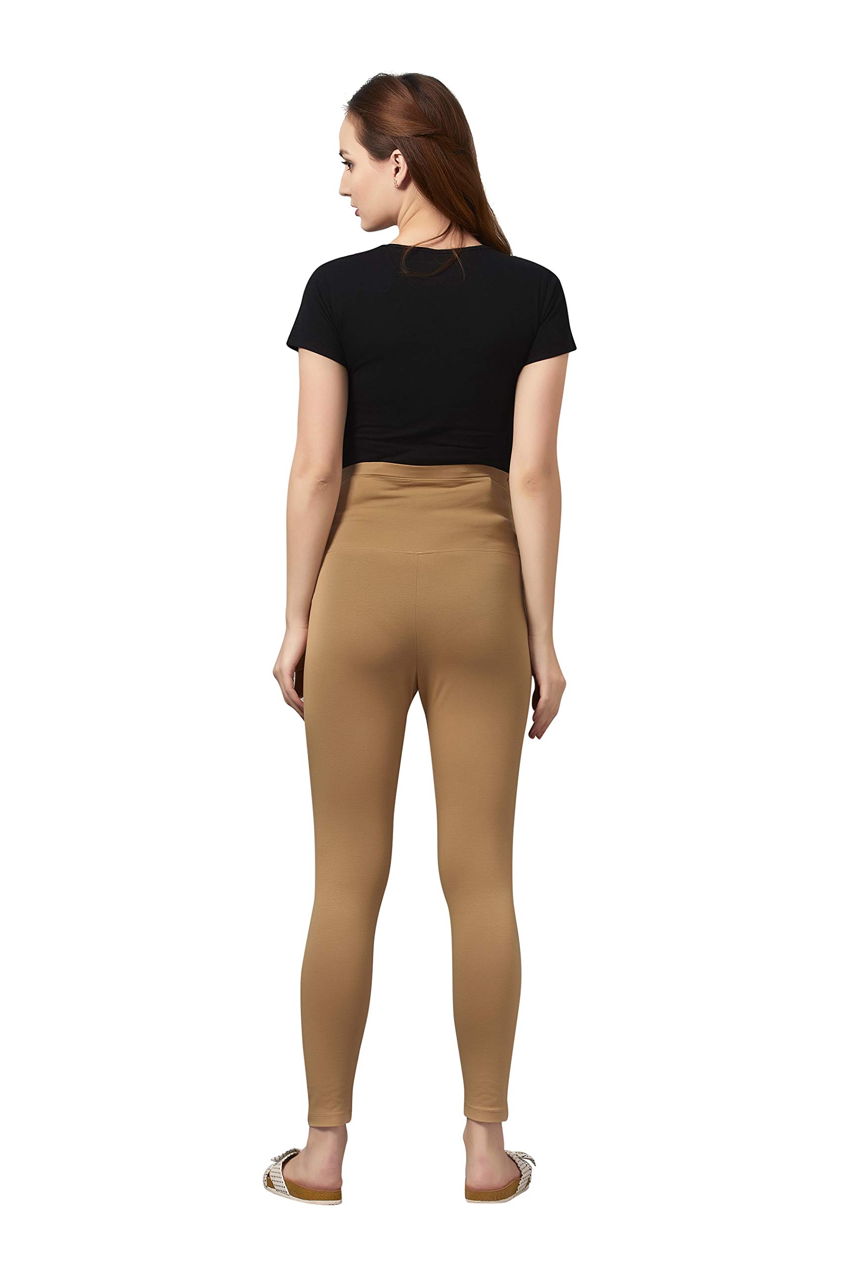 Easy Feed Women's Slim Fit Cotton Maternity Leggings | Pregnancy Pants Over-Belly Design and Elastic Waistband Skin(2XL) - Image 3 thumbnail