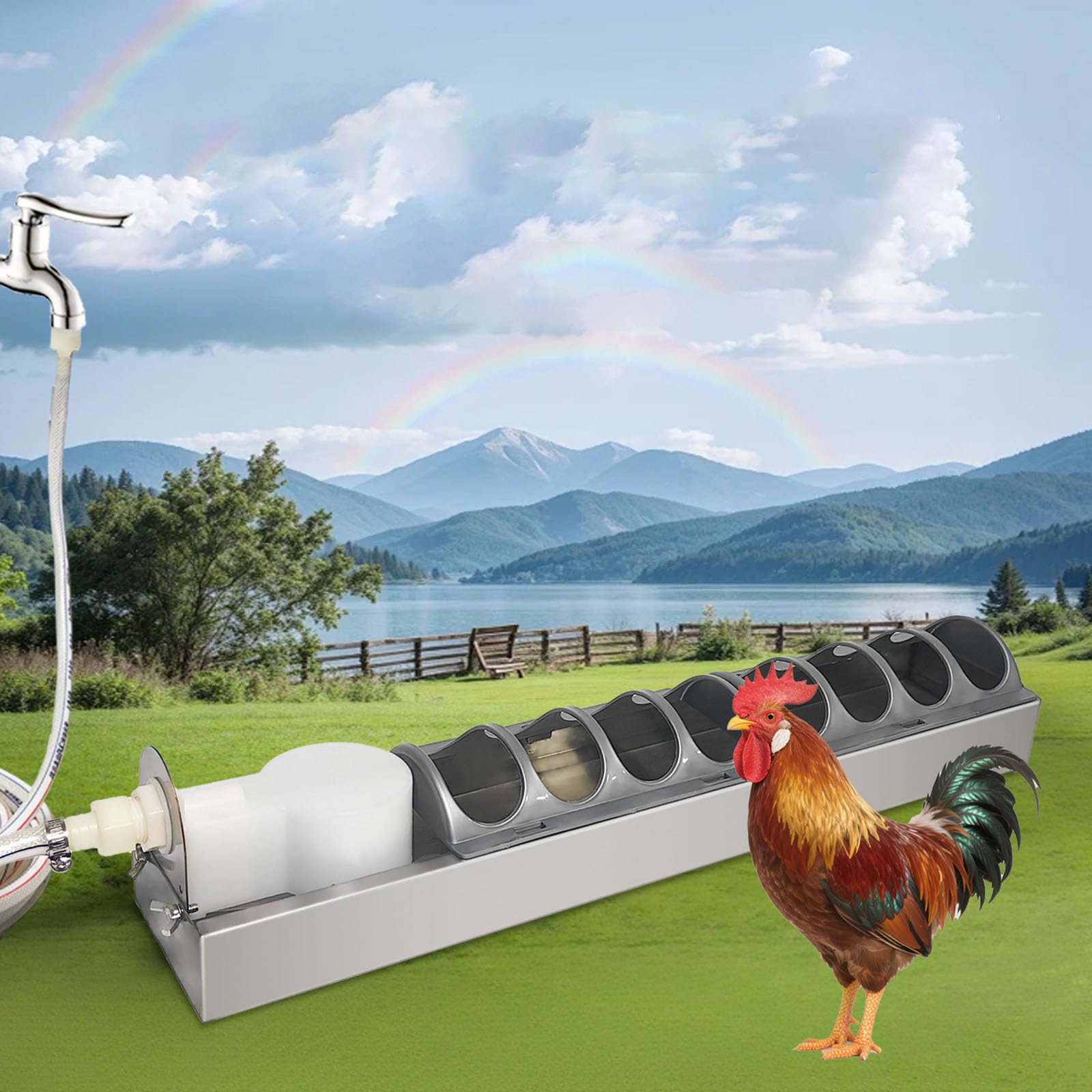 Automatischer Hühnerwasserspender aus Edelstahl für Geflügel, langlebig, leicht zu reinigen, perfekt für den oder Bauernhofgebrauch, automatischer Hühnerwasserspender