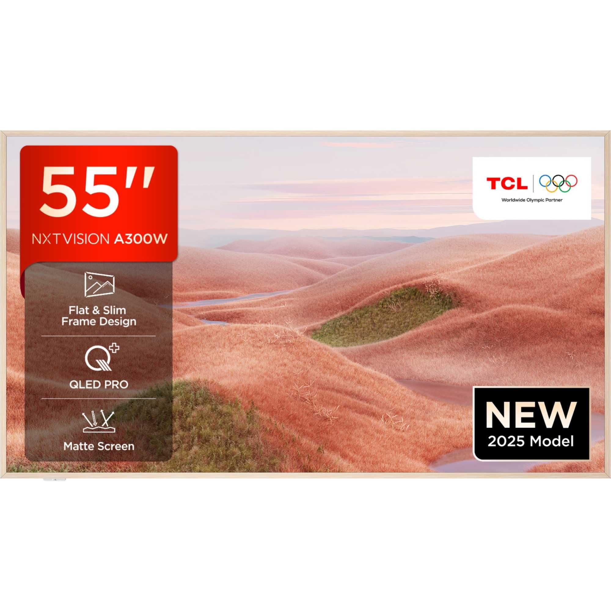 TCL NXTVISION 55A300W-UK QLED PRO 4K Ultra HD TV, 4K HDR PRO, Matte Screen, Smart TV Powered by Google TV (Dolby Vision IQ & Atmos, 144Hz Motion Clarity Pro, compatible with Google Assistant)