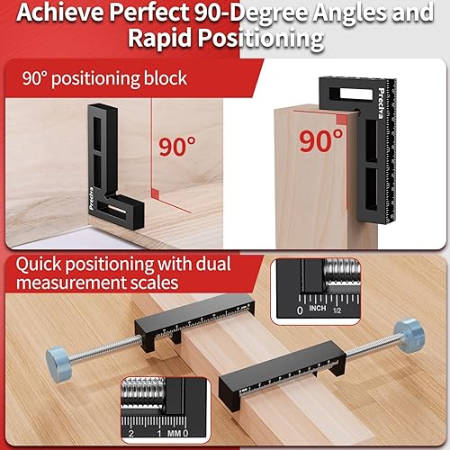 Miniatura 4 de Preciva Abrazaderas de esquina para carpintería, cuadrados de posicionamiento de 90 grados con 4 abrazaderas en C, aleación de aluminio de alta