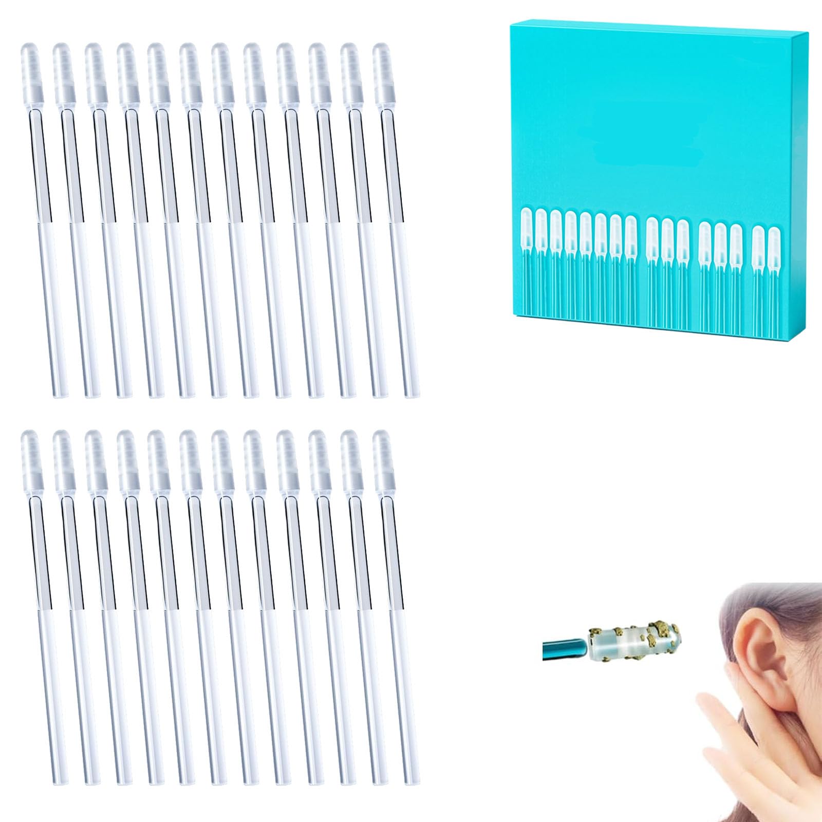 Sticky Ear Cleaning Sticks Gentle Visible Ear Care Reusable Ear Cleaning Tool Stick with Soft Sticky Resin Heads