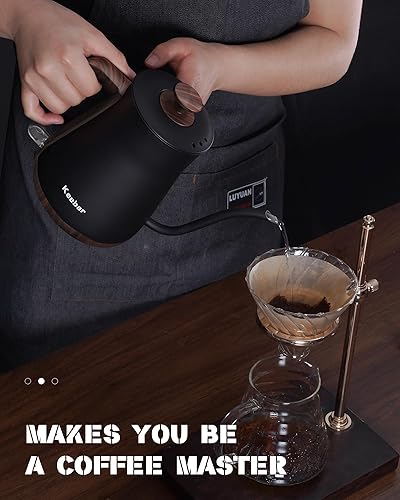 Miniatura 4 de Hervidor eléctrico de cuello de cisne mate negro y verde