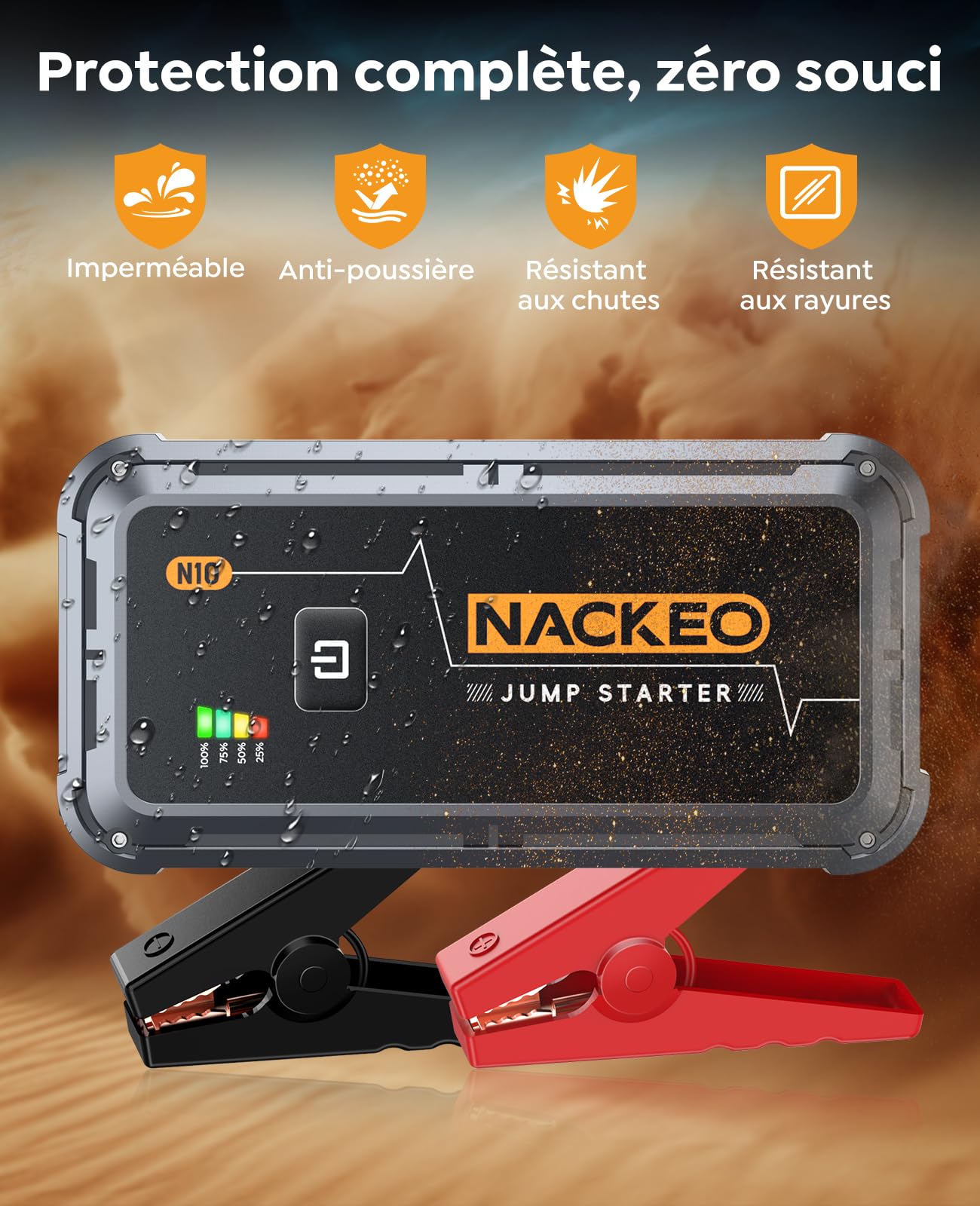 5000A Booster Batterie Voiture, 12V Démarreur Batterie Voiture pour Moteurs Essence Jusqu’à 9L et Diesel Jusqu’à 8,5L, avec Câbles de Démarrage et Lampe LED 500 Lumens, pour SUV, Moto et Tondeuse
