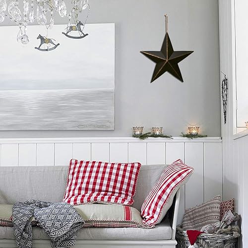 Miniatura 2 de Decoración de pared de metal de granero con estrellas patrióticas en 3D, decoración americana del 4 de julio (negro)