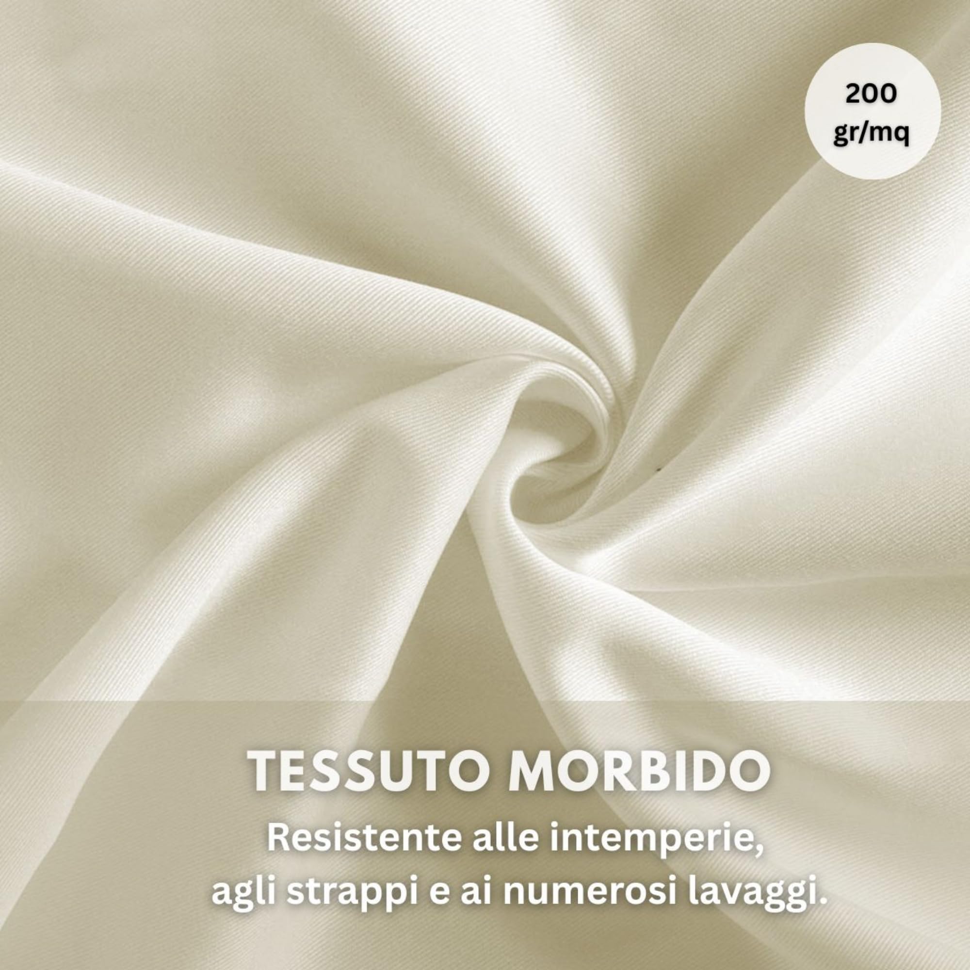 Morbidissimi – Tenda Gazebo Idrorepellente e Resistente, Tenda da Esterno 140x270 cm Per Gazebo, Dotata di Passanti Con Chiusura A Bottone, 100% Made in Italy - Panna