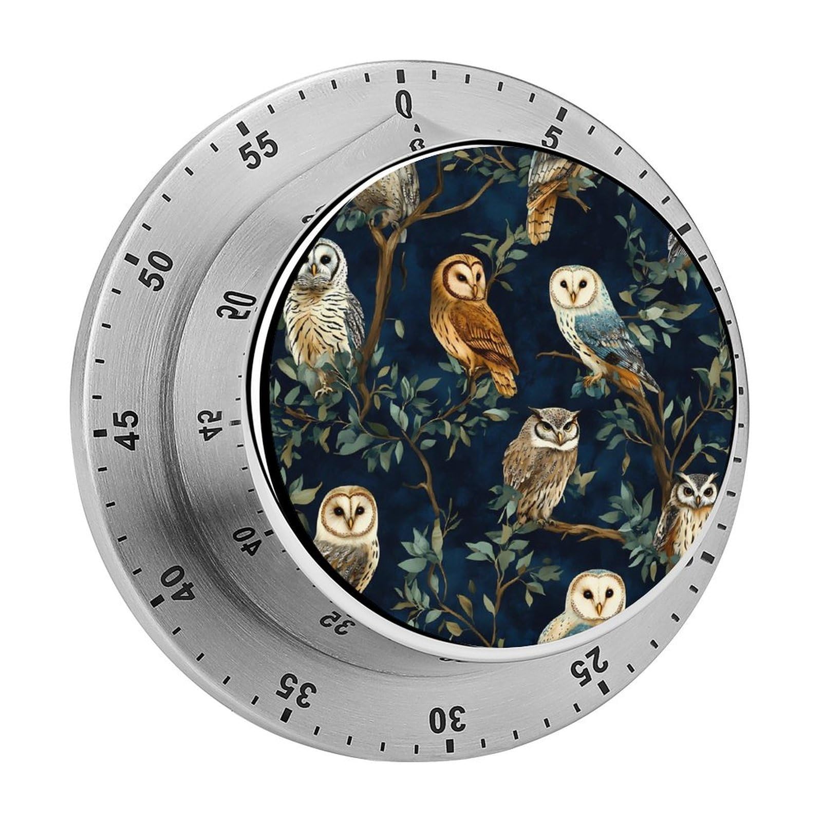 Owls on The Tree Mechanical Timer with Alarm for Kitchen Cooking Productivity Stainless Steel Timers
