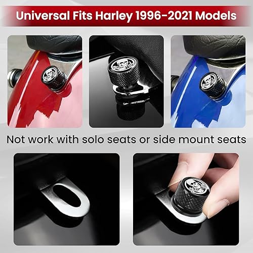 Miniatura 6 de Tornillo de acero inoxidable moleteado para asiento de guardabarros, rosca de 14 pulgadas - 20 para Harley Davidson 1996-2020, esqueleto de dedo