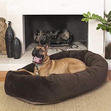 Slatters be royal store Round Shape Reversable Dual Sofa Brown Ultra Soft Ethnic Velvet Bed for Dog/Cat Size:Medium (S)