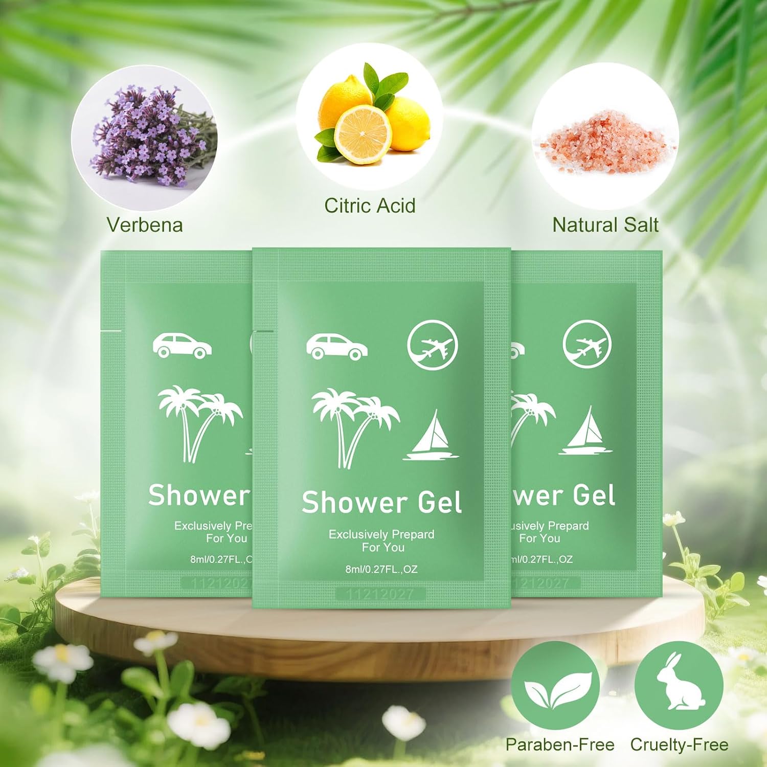 Travel Size Body Wash Bulk,Verbena Scent,0.28 fl oz (8ml) Small Size Mini body wash,Hotel Supplies Bulk for Guests Airbnbs Homes Resorts Offices and Gyms (pack of 200, verbena)