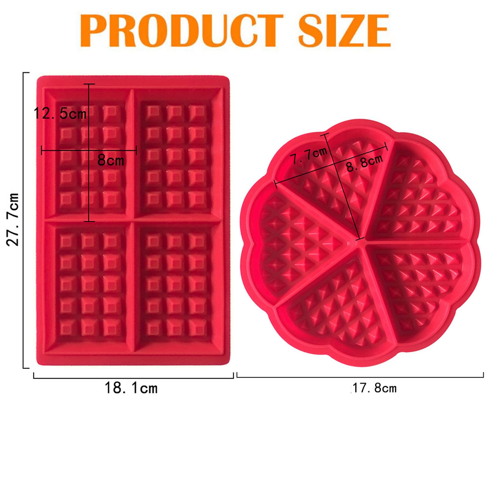 Aestm Stampo per waffle in silicone con buon rivestimento antiaderente, stampo da forno per waffle, utensili da cucina da cucina 2 pezzi
