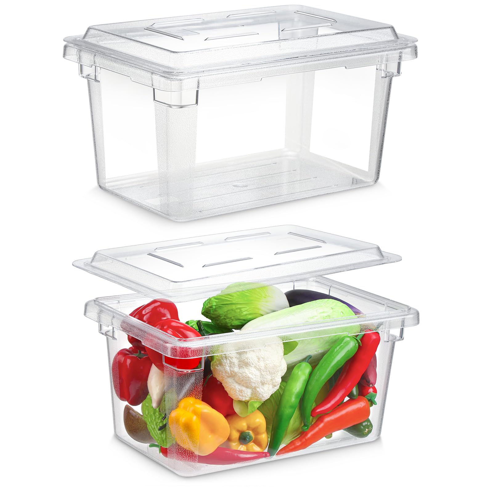 Confezione da 2 contenitori per alimenti in policarbonato da 5 galloni, 45,7 x 30,5 cm, contenitori commerciali per alimenti, per verdure, frutta, alimenti, per cucina, ristorante, caffetteria