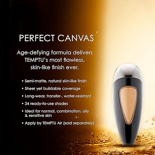 Miniatura 3 de TEMPTU Airpod de base de aerógrafo de lona perfecta maquillaje antienvejecimiento de larga duración, cobertura construible semi-mate, acabado natural