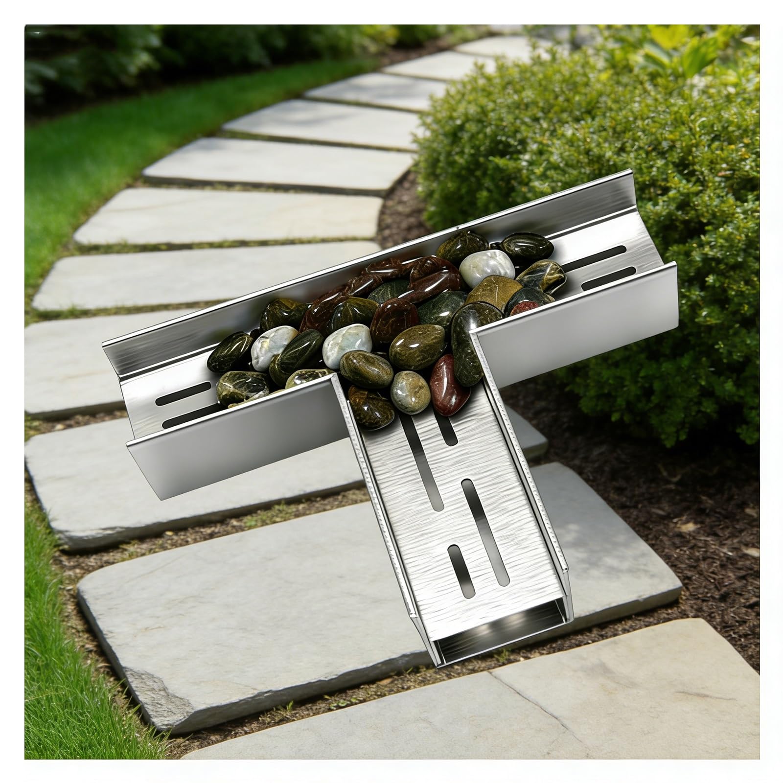 GLDYTVF Stainless Steel Drainage Channel Grate 304 Drain Grate for Garden 90° Corner Accessory Linear Drain Filter (H20*W6.5CM/H7.87*W2.56IN)