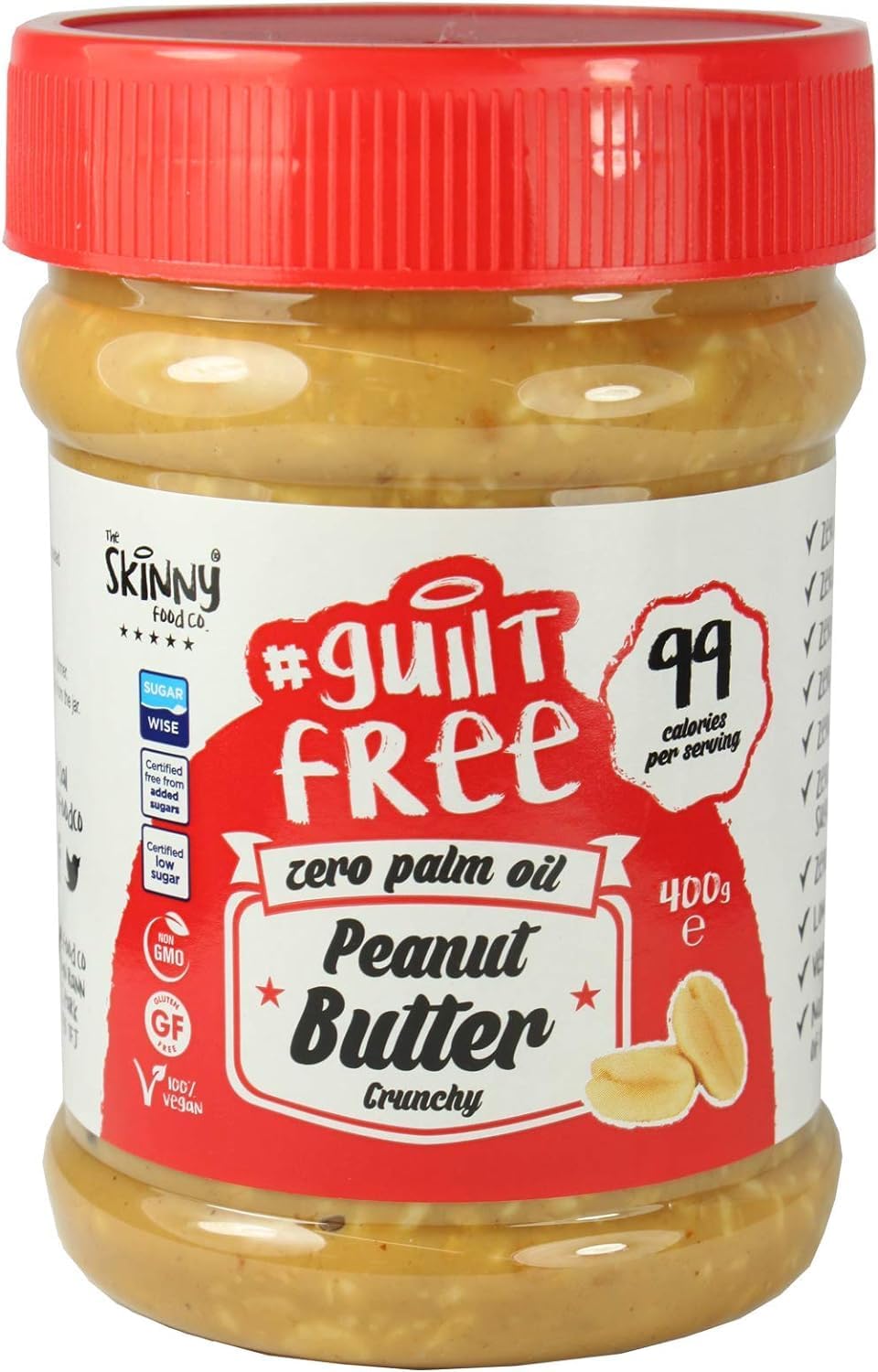 The Skinny Food 100 Percent Pure Peanut Butter Crunchy, 350 g