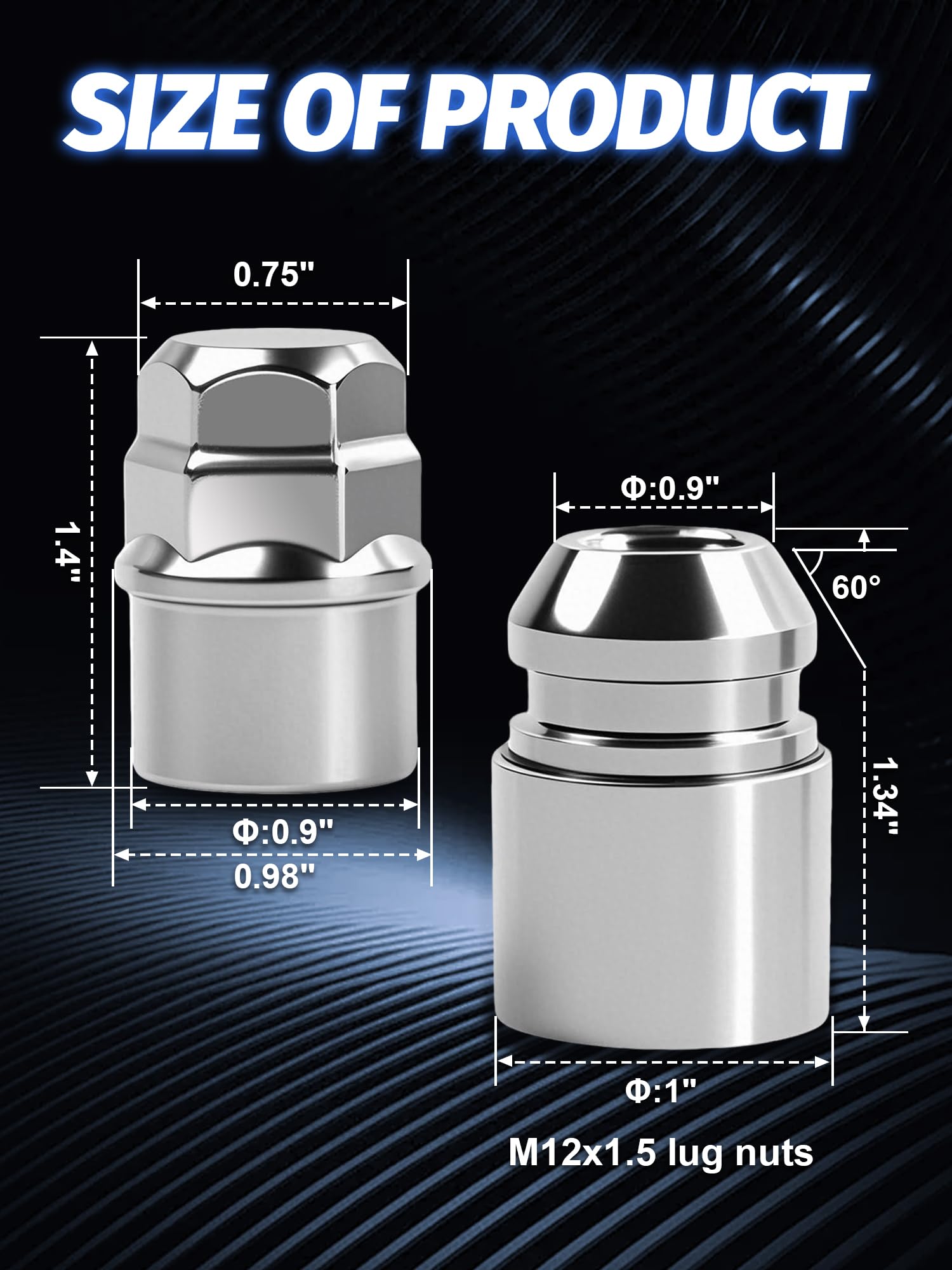 Wheel Locks M12 x1.50 Thread?Locking Lug Nuts with Key, OEM Style Factory,Set of 4?Fit for Escape, Focus, Fusion, Accord Wheel Lock Set