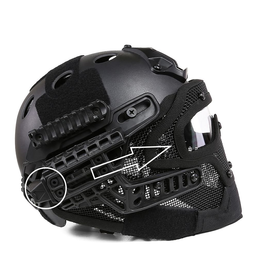DETECH PJ Tipo Fast Casco Airsoft Paintball Protettivo Full Face Multicam Casco ABS Tactical CS Maschera con Goggle
