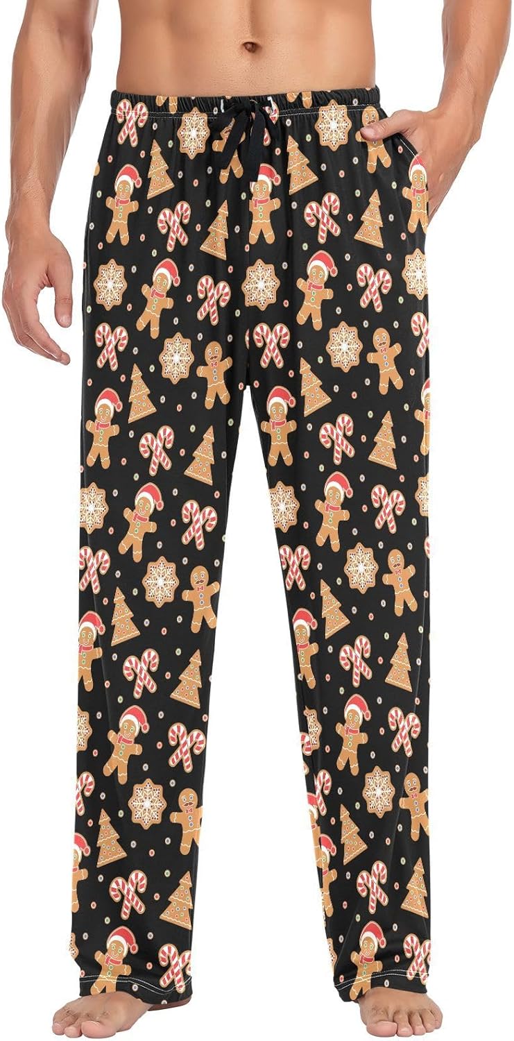 Christmas Gingerbread Man Pajamas for Men Cotton Candy Cane Cookies Long Men's Pajama Bottoms Mens Sweatpants Sleepwear Night Pants for Men Large - Image 6