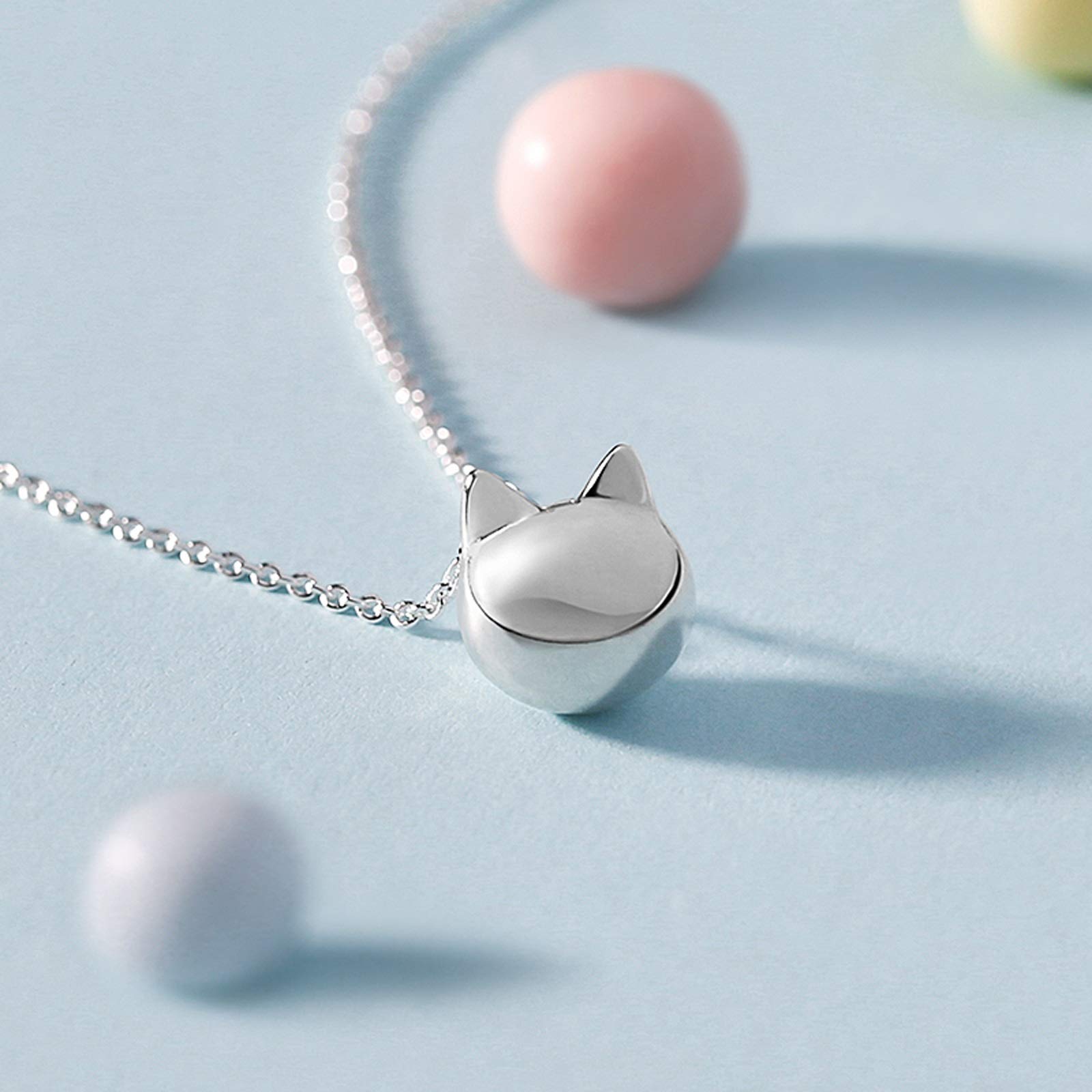 Collane Collana Gatto Catena clavicola Femminile Ciondolo Creativo Gatto in Argento Sterling 925 Collana Regalo Studentessa Semplice Coreana per Le Donne