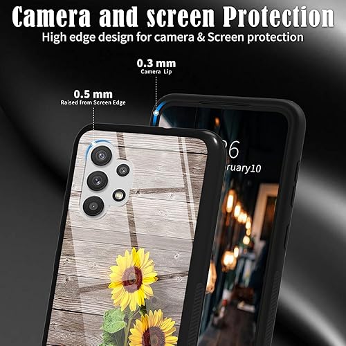 Miniatura 4 de Funda para Samsung Galaxy A32 5G a prueba de golpes de TPU suave para mujeres y hombres, contraportada dura de vidrio templado antiarañazos para