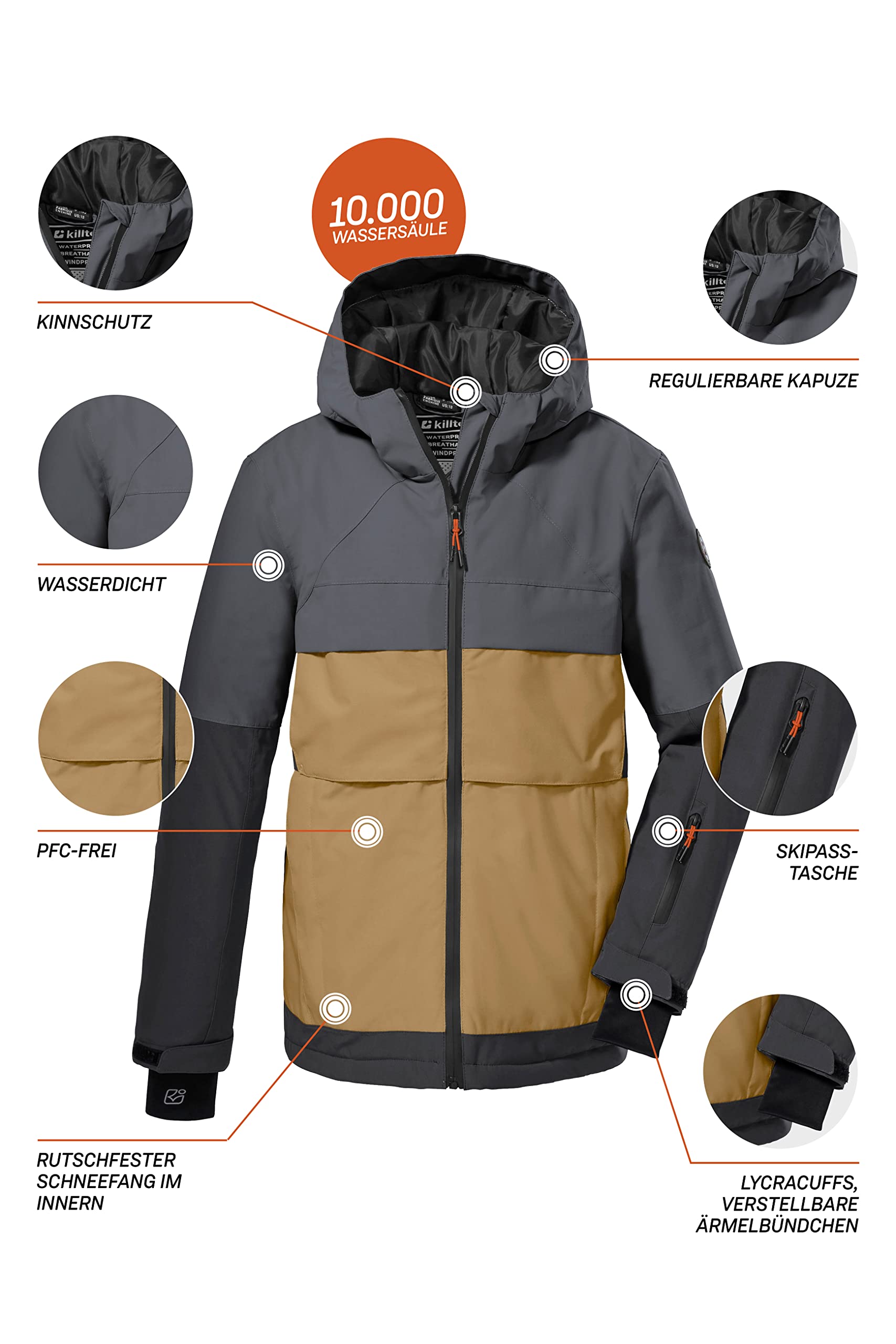 Killtec Jungen Ksw 180 Bys Ski Jckt Skijacke/Funktionsjacke mit Kapuze und Schneefang
