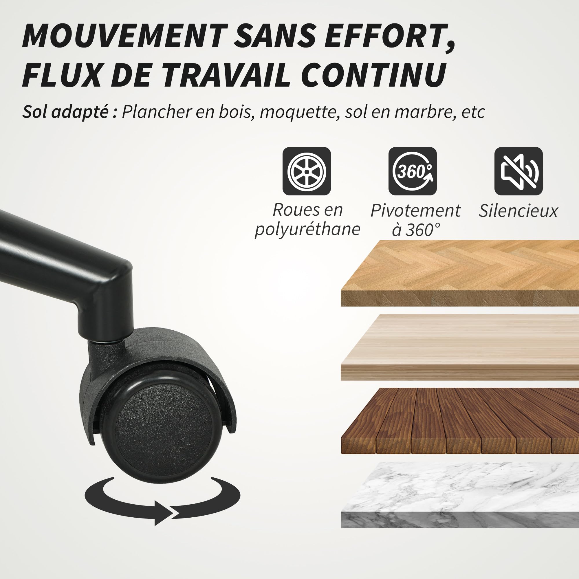 HOMCOM Chaise de Bureau, Fauteuil de Bureau Ergonomique, Crème