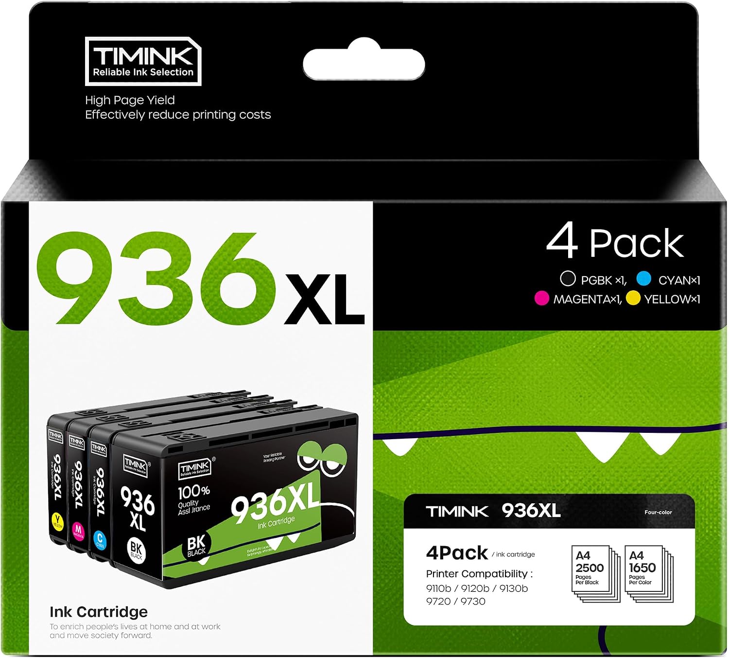936XL 936 Ink Cartridges Combo Pack Compatible Replacement with 936 936XL Ink Cartridges Work with OfficeJet Pro 9110, 9120, 9130, 9730, 9720 Series Printers (BK/C/Y/M, 4-Pack)