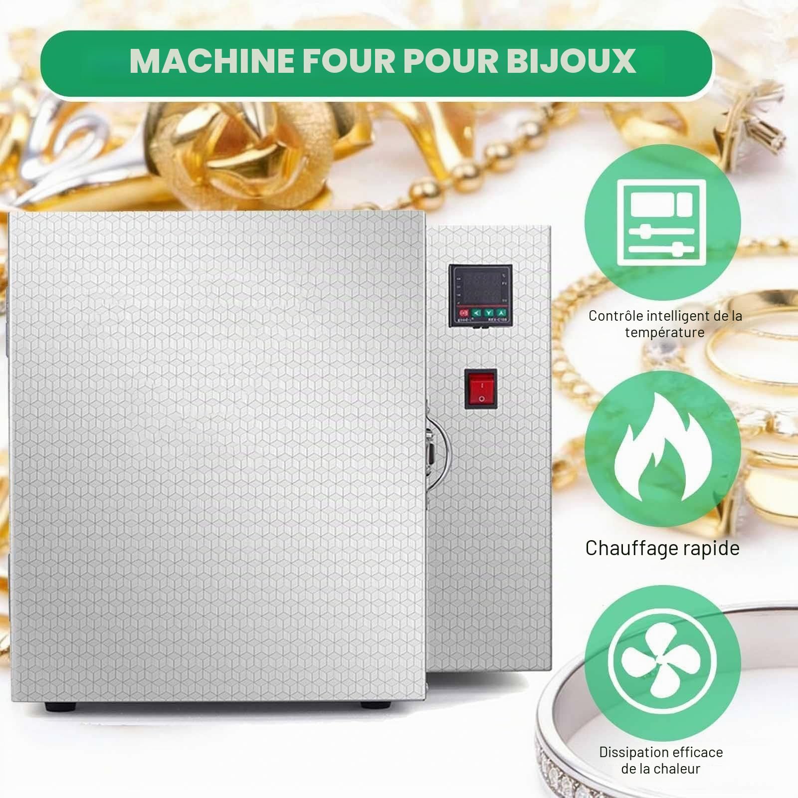 Four de Poterie Électrique Professionnel - Four de 1500W avec Contrôleur Numérique, Température Maxi 800°C pour la Cuisson de Céramique, Argile, Grès - Chambre de 15x15x20cm