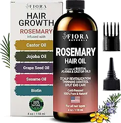 Óleo de alecrim 100% puro para crescimento do cabelo, infundido com óleos de biotina, jojoba e rícino – sérum natural para fortalecimento do cabelo, óleo de couro cabeludo e barba, Aceite De Romero
