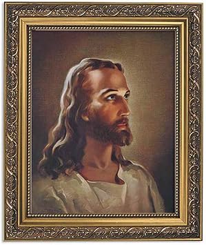 Sallman: Head of Christ Series Print in Ornate Gold Finish Frame