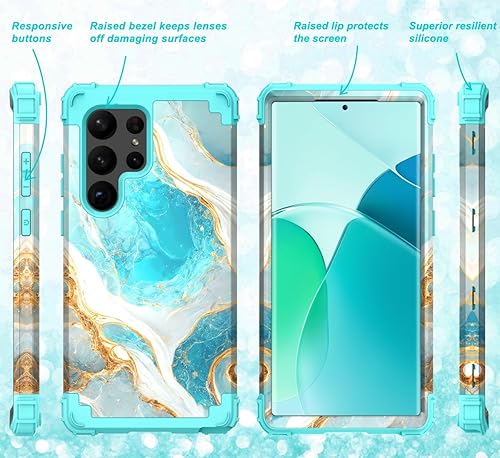 Miniatura 6 de Hocase para Galaxy S23 Ultra Funda, Funda Protectora de Dos Capas Híbrida de Plástico Duro Resistente a Golpes + Goma de Silicona Suave para Samsung