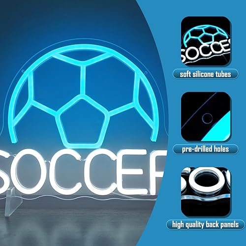 Miniatura 3 de Letrero de neón de fútbol para decoración de pared, regulable, con palabras de fútbol, luces de neón LED, letrero luminoso para dormitorio, fiesta