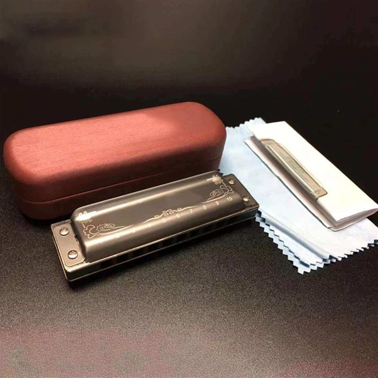 Profesjonalny instrument harmonijkowy z 10 otworami Blues Harp Szara obudowa ze stali nierdzewnej Harmonijka Dla Początkujących (Color : C)