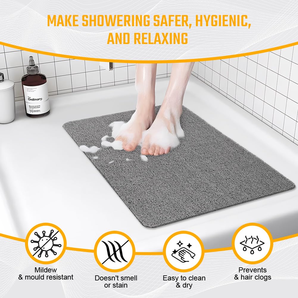 IDesign Pebblz Tapis De Bain Antidérapant En Plastique Pour Douche, Baignoire, étal, 55,9 X 55,9 Cm, Marron Ambré