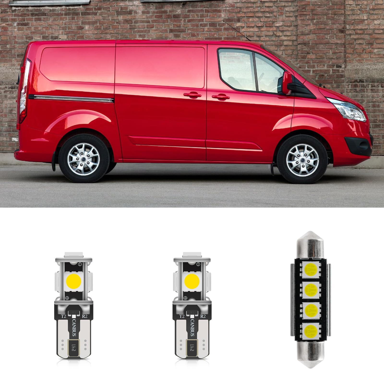 Kit 2 Fanali Posteriori A Led Trasparente Con Luce Bianco e Rosso Per Ford Transit Tourneo Custom Courier M-LY0573 - Led Mauro Mania
