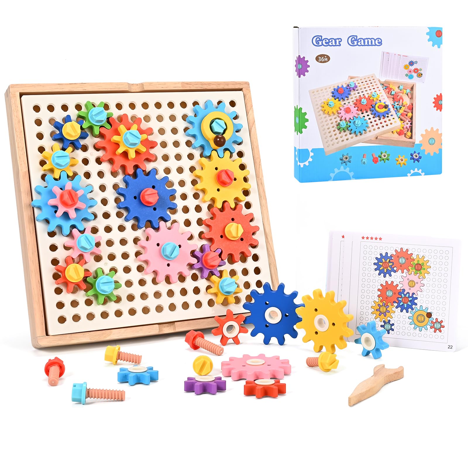 Juego de engranajes Juguete educativo Juguete de madera - España Juego de engranajes Juguete educativo Juguete de madera - España